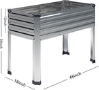 Galvanized Raised Garden Bed with Legs,48×18×30in Elevated Planter Box for Backyard,Outdoor Garden, Patio, Balcony, 300lb Capacity,Silver