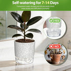 Self Watering Pots for Indoor Plants, 4/5.5 Inch Crackle Pattern Planters with Clear Water Reservoir & Wick System, 4 Pack Plastic Flower Pots for Succulents, Herbs, African Violets