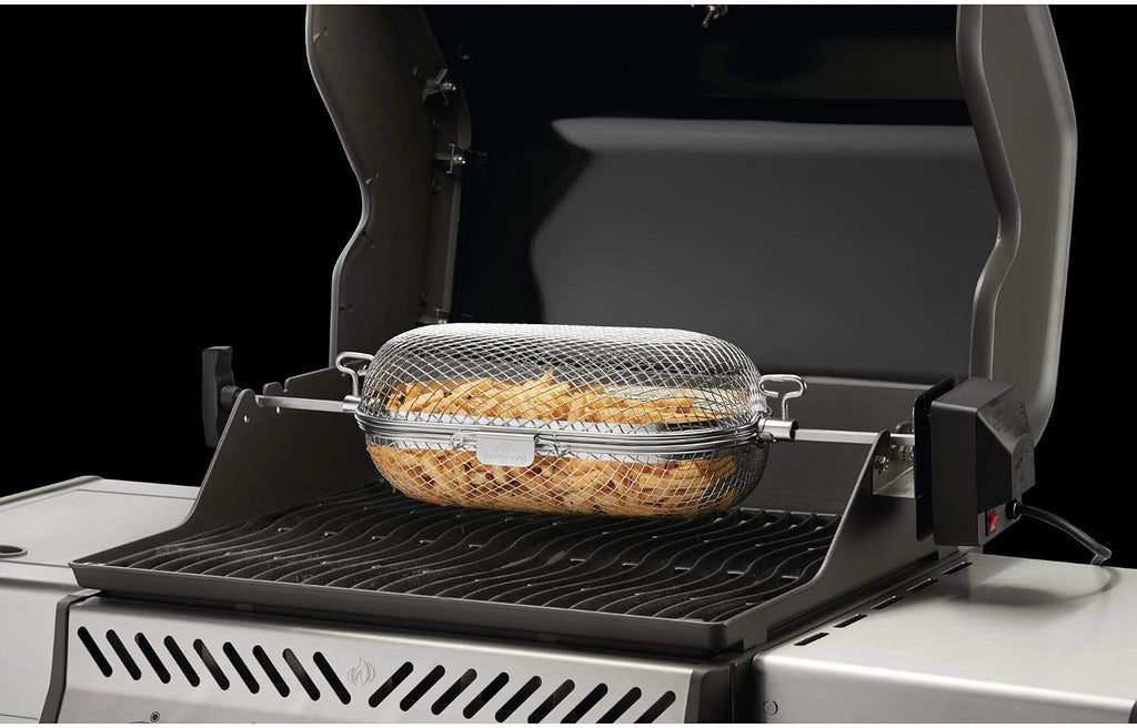 Napoleon Rotisserie Grill Basket - Stainless Steel, Fits Standard Spit Rods, Best For Wings, Fries And Roasted Veggies
