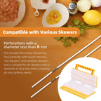 Double-Row Kebab Maker, ABS Meat Skewering Tool, Yellow | Single press double skewers with ergonomic handle for meat, vegetables, shrimp, backyard, balcony, and camping prep