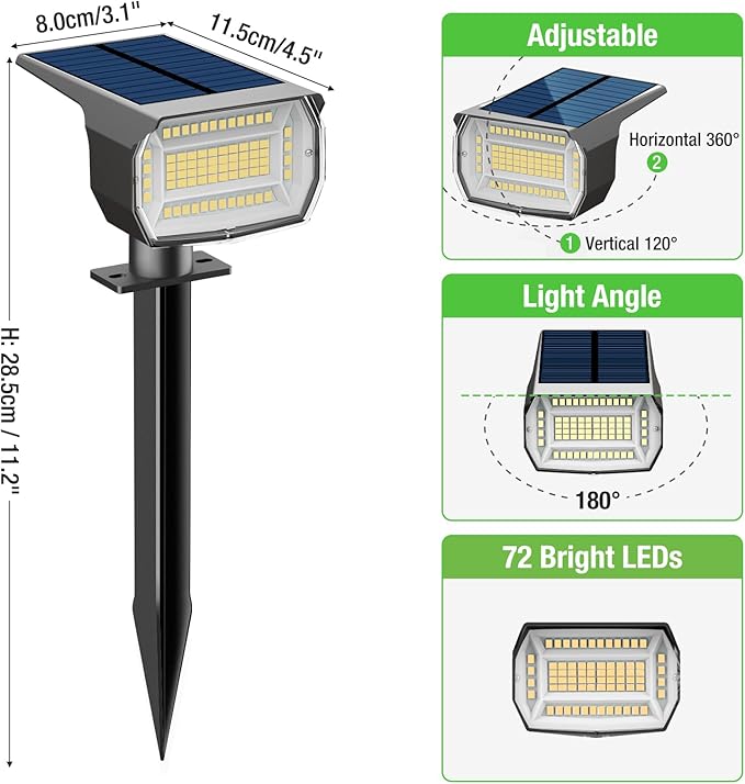 nipify 4 Pack Solar Spot Lights Outdoor, Solar Powered Waterproof Spotlight, Landscape Lighting for Outside Yard Garden Pathway,Purple