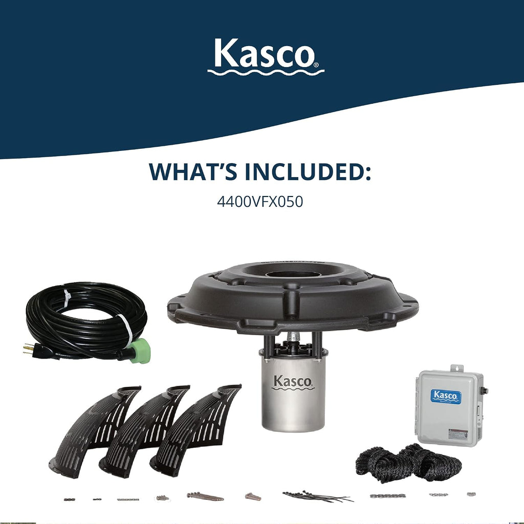 Kasco 1HP VFX Aerating Fountain, 120V, 50ft Power Cord | Aerating Fountain with V-shaped display pattern with aeration, Ideal for ponds up to 1 acre, Float included