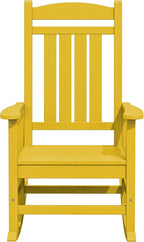 KINGYES HDPE Rocking Chairs Outdoor, Patio Rocking Chairs with 330lbs Support, Smooth Porch Rocker for Deck Lawn Yard, Yellow