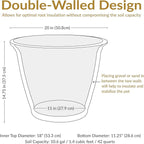 Sunnydaze 20-Inch Franklin Large Plant Pot - Polyresin Round Outdoor Planter with Drillable Drainage Hole - 2 Pack - Sable