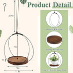 3 Pack Hanging Planters for Indoor Black Plant Hanger with Round Wood Base Large Indoor Hanging Plant Shelf Round Boho Holder Gift for Mom,housewarming