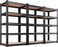 AOAORRG Set of 3 Garage Shelving Heavy Duty Storage Shelves, Metal Adjustable Shelving Unit, Utility Garage Organizer Shelf for Basement, Pantry, Kitchen, Warehouse, 31.5"W x 13.8"D x 71.2"H, Black