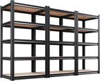 AOAORRG Set of 3 Garage Shelving Heavy Duty Storage Shelves, Metal Adjustable Shelving Unit, Utility Garage Organizer Shelf for Basement, Pantry, Kitchen, Warehouse, 31.5"W x 13.8"D x 71.2"H, Black