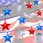 July 4th Red Blue and White Star Lights, 40LED 19FT Patriotic String Lights with Stars Battery Operated, 8 Lighting Modes & Timer, Waterproof Outdoor Independence Day Memorial Day Holiday Party Decor