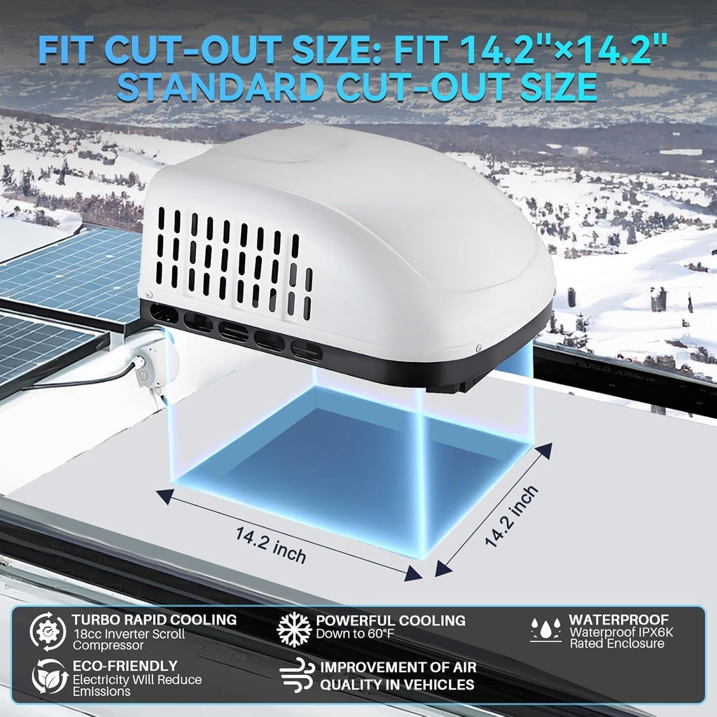 115v air conditioner 15000btu rooftop rv air conditioner, side view
