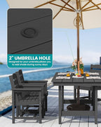 SERWALL Patio Dining Sets for 10 Person, HDPE Dining Set with 2 Tables, 8 Armless Chairs and 2 Armed Dining Chairs, Black