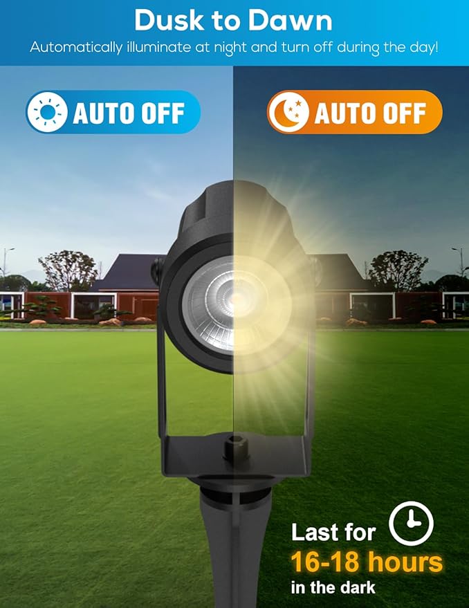 ZYAN Solar Landscape Spotlights, Separate Monocrystalline Panels & USB-C Powered 5400mAh Auto On Off Dusk to Dawn, Outdoor IP65 Waterproof, Warm White for Yard Path Patio (100 Lumens × 4 Pack)