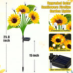 6 Pack Sunflower with Firefly Lights,Solar Lights Outdoor Garden Decor,Solar Flowers Lights Waterproof,Sunflowers Birthday Gifts for Mom Women,Decorative Stakes Fairy Lights for Yard Patio Lawn