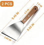 Griddle Scraper, Stainless Steel Slant Edge Metal Grill Scraper 2 pcs，Suitable for teppanyaki, grills, and kitchen cleaning
