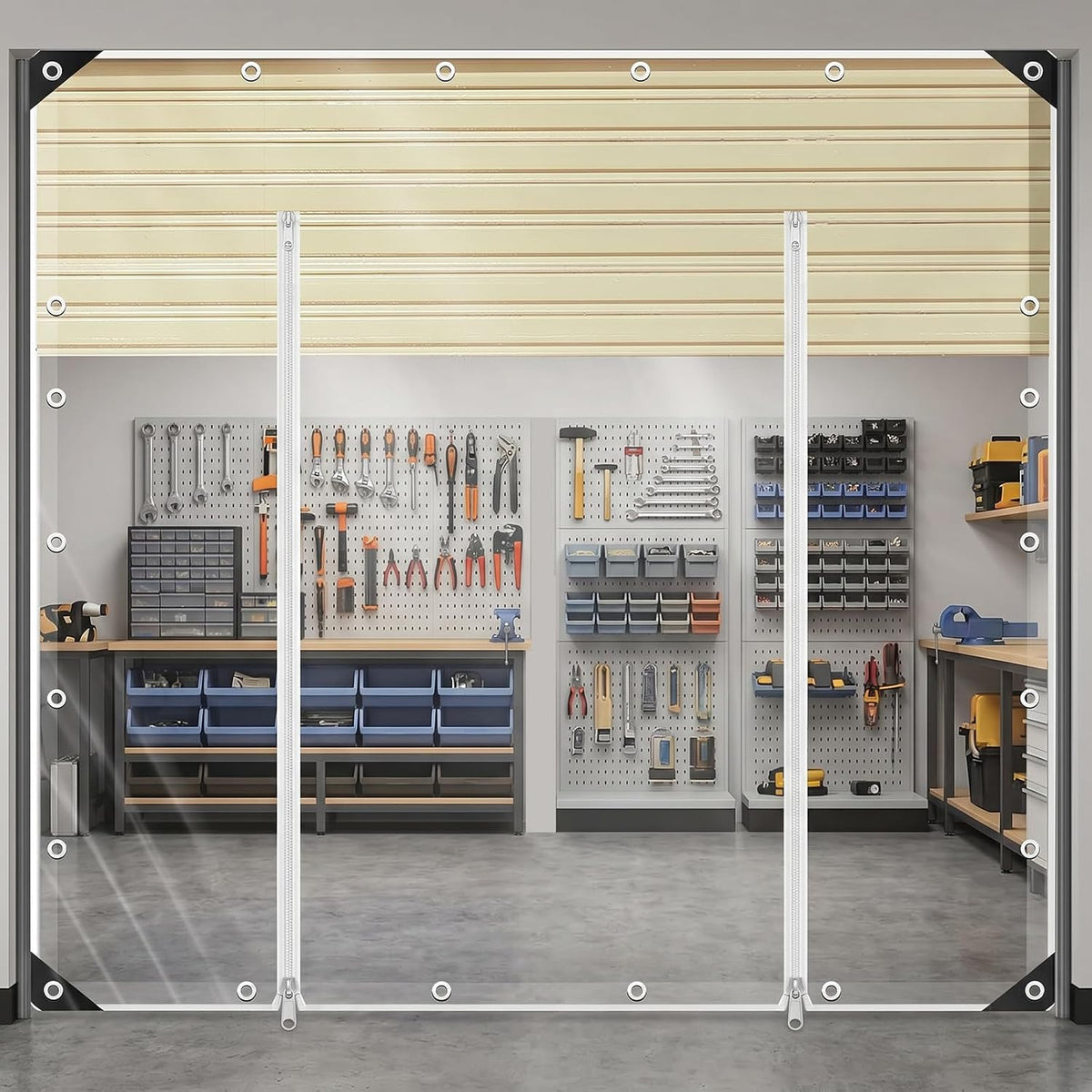 clear outdoor curtains patio double zippers door enclosure, main product view