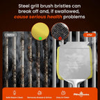 Grill Brush for Outdoor Grill, Bristle Free Grill Brush with Scraper, Safe Steam Grill Cleaner for BBQ & Griddle, Long Rosewood Handle Reaches Corners, for Cast Iron & Stainless Steel Grates