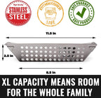 Grill Basket for Outdoor Grill - Durable Premium Stainless Steel Vegetable Grill Basket - XL Family Size BBQ Grill Basket - Perfect Grilling Accessories for Veggies, Fish, Shrimp & Kebabs | Family-Sized | Dishwasher Safe | Stainless Steel | Includes