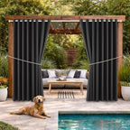 Waterproof Outdoor Curtain W105 x L84 - Grommet Top Sunlight Blocking Window Treatment Drapes Blackout Curtains for Home Bedroom Living Room Outdoor Patio Porch Gazebo (Dark Gray, 2 Panels)