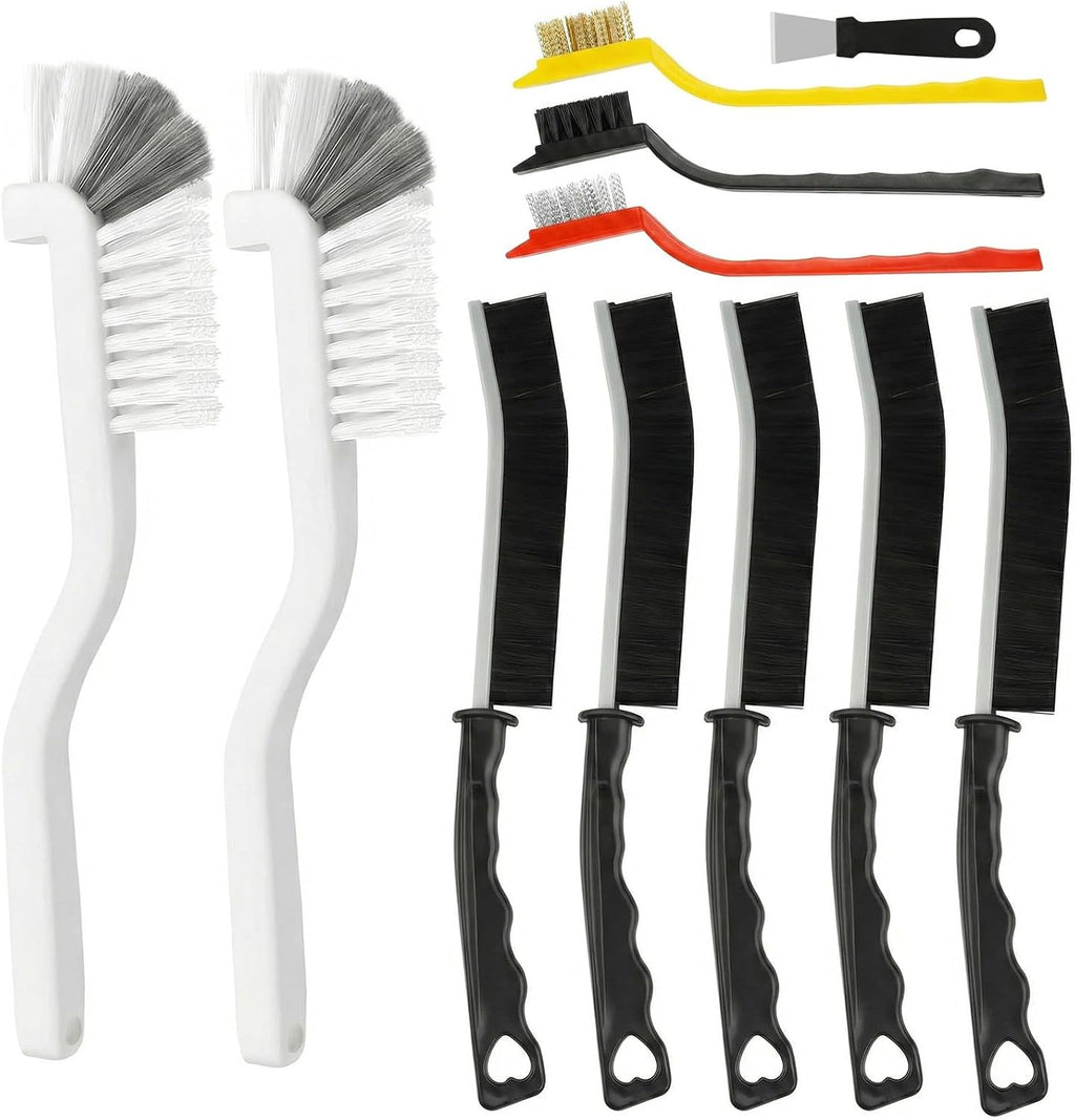 11Pcs Stove Cleaning Brush Set, Hard Bristle Scrub Brushes Tools Set, Multifunctional Grout Brush for Stove, Grills, Ktichen, Window and Corners