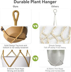 USLAI Macrame Plant Hanger Indoor Outdoor, Fits 4 to 15 Inch Pots, Strong Hanging Planter Holder, Boho Home Decor, 35 Inch, Brown, Set of 3 (POTS NOT Included)