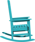 KINGYES Outdoor Rocking Chair Set of 2, High Density Polyethylene Patio Rocking Chairs with 330lbs Support for Adults, Aruba Blue
