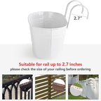 Dahey 3 Pcs 10.5 Inch Metal Iron Hanging Flower Pots for Railing Fence Hanging Bucket Pots Countryside Style Window Flower Plant Holder with Detachable Hooks Home Decor,White