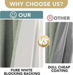 H.VERSAILTEX Linen Blackout Curtains 72 Inches Long 100% Absolutely Blackout Thermal Insulated Textured Linen Look Curtain Draperies Anti-Rust Grommet, Energy Saving with White Liner, 2 Panels, Sage