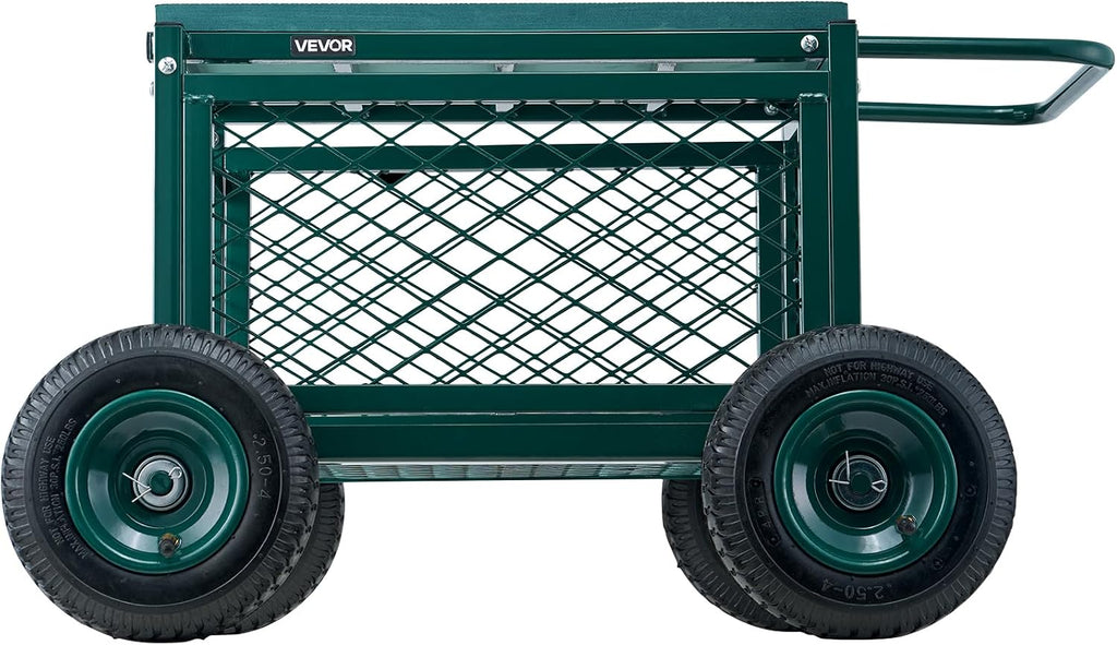 vevor rolling garden cart with seat, metal rolling, view 9