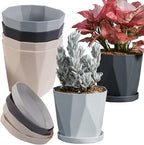 InmeRun Plant Pots Indoor Plastic Flower Pots Outdoor 5 inch Set of 12 Pack with Drainage Holes and Saucers for Garden Pots (5 in 12 pcs)