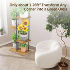LASZOLA Black 7 Tiered Wood Plant Stand Indoor for Larger Heavy Duty Planter, Sturdy Multi Level Vertical Flowers Racks for Narrow Inside Floor, Decorate Shelving for Hold House Tree, Space Saving