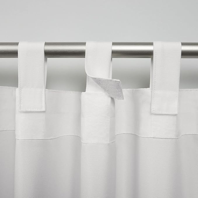 Exclusive Home Cabana Solid Indoor/Outdoor Light Filtering Hook-and-Loop Tab Top Curtain Panel Pair, 54"x108", Vanilla