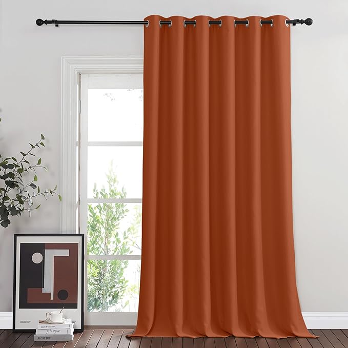 NICETOWN Blackout Curtains & Drapes - Privacy Thermal Efficiency Backdrop Curtains for Bedroom Room Divider Living Room Patio Sliding Glass Door, Wide 80 x Long 144 inch, Burnt Orange, 1 Panel