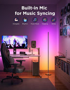 govee rgbic floor lamp basic, 1000lm led corner showing dimensions