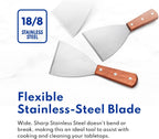 New Star Foodservice Stainless Steel Slant Edge Grill Scraper with Wood Handle, 4 x 8.5 Inch Restaurant Grade Griddle Scraper, Flat Top Scraper, Grill Cleaning Tool