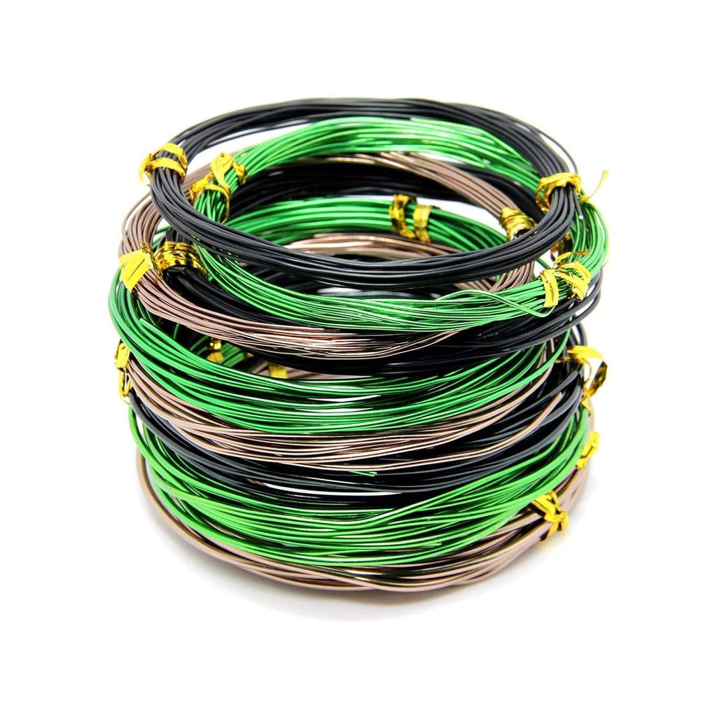 9 Rolls Bonsai Wires, Anodized Aluminum Bonsai Training Wire with 3 Colors (Black, Brown, Green) and 3 Sizes (1.0 mm, 1.5 mm, 2.0 mm), Total 147 Feet
