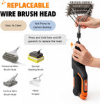 Electric Grill Brush for Outdoor Grill Rechargeable BBQ Grill Cleaner | 4 Replaceable Brush Heads, 3 Speed Modes, 940 RPM Motor, Up to 100 Minutes of Runtime, Suitable for Barbecue Grates