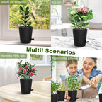 Self Watering Pots, 4 inch Flower Pots with Multi Mesh Drainage Holes, Small Platic Planters for Indoor Outdoor Garden Plants and Flowers (Black, 4")