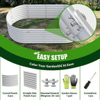 A ANLEOLIFE 2-Set 8X4X2 ft Galvanized Raised Garden Bed Kit, Oval Metal Deep Root Planters for Outdoor Plants, Antique White