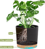 QCQHDU 5 inch Plant Pot, 2 Pack Planters for Indoor Plants with Drainage Holes & Saucer, Outdoor Flower Pots Home Garden Modern Decor