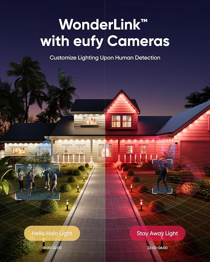 eufy Permanent Outdoor Lights E22, 100ft with 60 Triple-LED Lights, Smart RGBWW, Daily and Holiday, Up to IP67 Waterproof, AI Lighting Themes for Halloween, Christmas, Links with Cameras, Black
