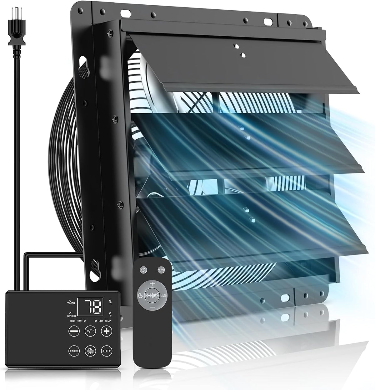 8'' upgraded shutter exhaust fan with thermostat &, main product view