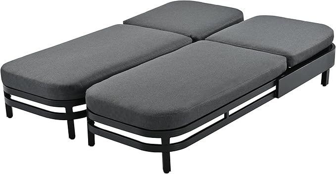 LUMISOL Outdoor Lounge Chair Set of 2, Modern Aluminum Chaise Loungers with Premium Cushions, 5-Level Reclining Chairs for Patio, Poolside, Garden, Grey Cushions