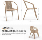 VINGLI PE Rattan Outdoor Dining Chairs Set of 4, Plastic Stackable Patio Chairs for Indoor, Porch, Restaurant, Garden,Champagne