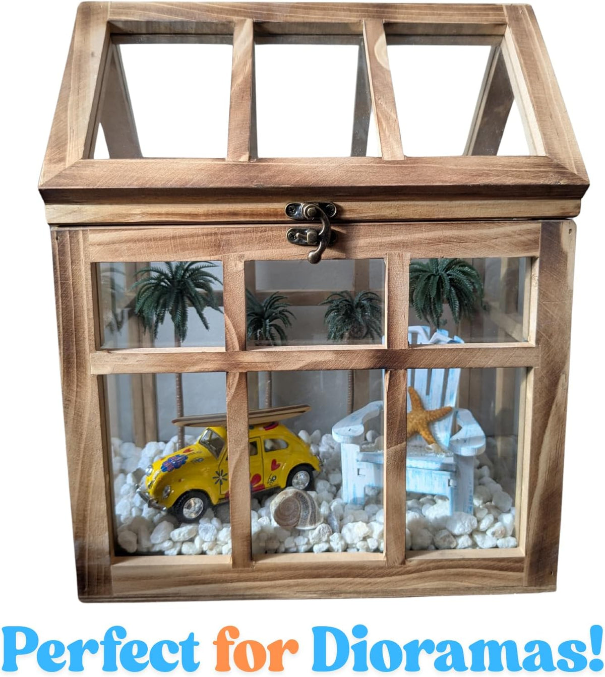 orchid & ivy large rustic wood & glass, side view