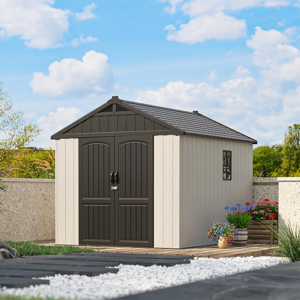 patiowell 8x10 ft resin outdoor storage shed with, main product view