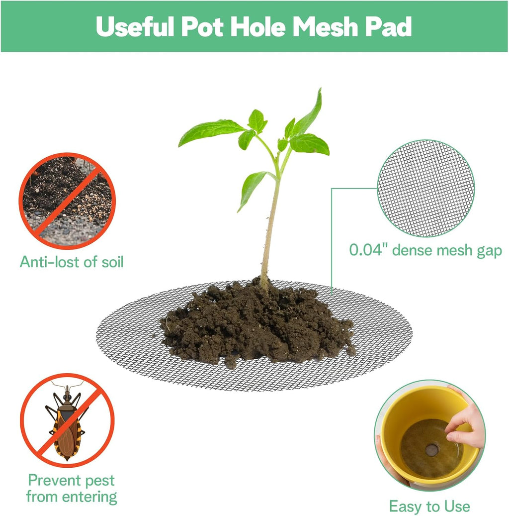 150 Mesh for Plant Plant Hole Mesh Pads Drainage Screen Plastic Round Flower Hole MeshScreen Cover Pad 2 3 4 Inch Assorted SizesMesh Preventing Soil Leakage