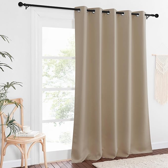 NICETOWN Blackout Curtains 84 Inch Length, Thermal Insulated Curtains for Bedroom Grommet Energy Saving Room Darkening Drapes for Living Room Window, 1 Panel, Taupe, 66" W x 102" L