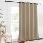 NICETOWN Patio Blackout Curtain Panels - Extra Wide Sliding Door Thermal Insulated Drape, Privacy Room Divider Curtain for Bedroom Office (Taupe, 66 x 118 Inch Long)