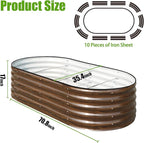 SnugNiture Galvanized Raised Garden Bed, 6x3x1.5ft Oval Metal Planter Box for Planting Outdoor Plants Vegetables