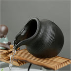 Ceramic jar Pond Spitter – Outdoor Water Fountain Decoration Automatic Circulation Water Landscaping Ornaments for Garden, Patio, Balcony, Koi Ponds(Black)