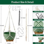 Hanging Planter Self Watering 10 Inch, 2 Pack Indoor Outdoor Hanging Baskets, Hanging Flower Pots with Drainage Hole & 2 Kinds of Plant Hangers for Garden Home Decor(Green)…
